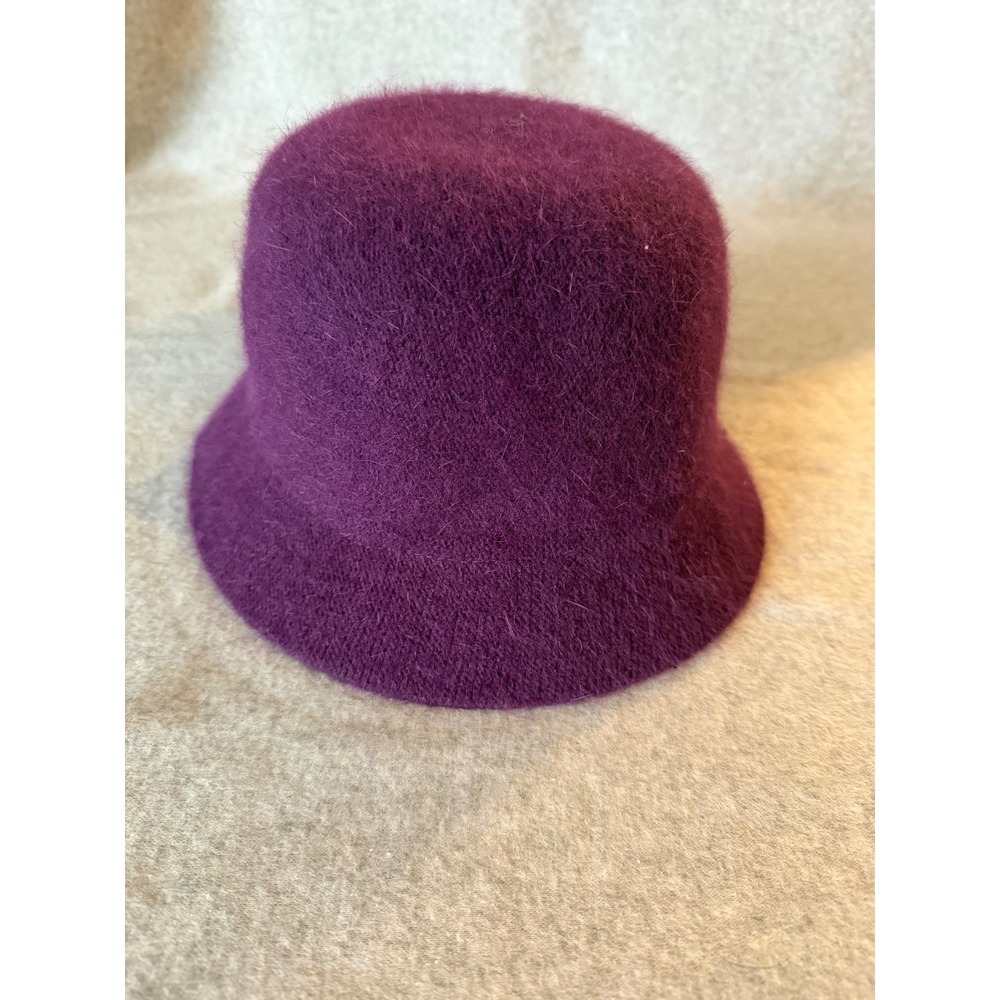 Purple Fuzzy Rabbit Hair Blend Bucket Hat Women One Size Cloche Winter Cap